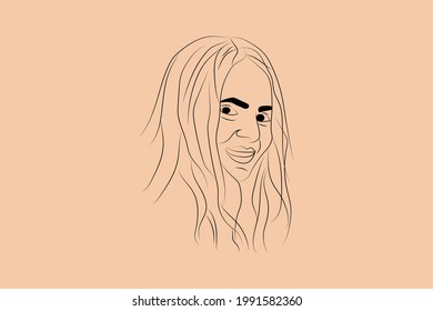 Resumen dibujo de línea a mano mínima retrato femenino y cuerpo Ilustración vectorial Retrato contemporáneo