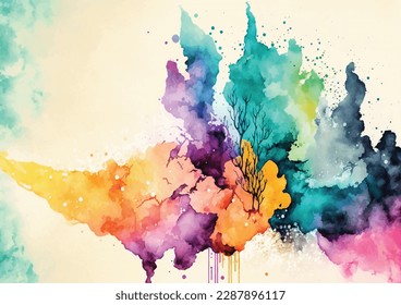 Abstract hand-drawn multicolored watercolor background