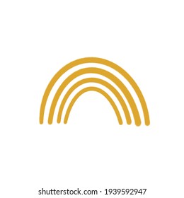 Abstract hand-drawn objects, golden rainbow for printing, golden color. Abstract vector illustration of modern fashion. Isolated on a white background.
