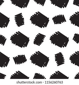 Abstract hand-drawn objects,shapes. Vector seamless pattern
