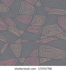 Abstract Hand-drawn Ornamental Pattern. Stylized Seamless texture with swirls and curves. Pale Grey and Pink Pattern for decoration or background.