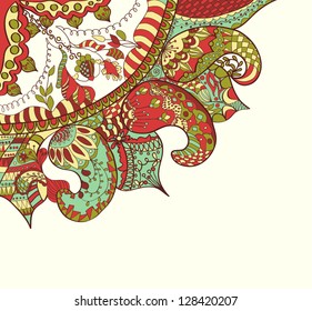 Abstract  Hand-Drawn Paisley Pattern