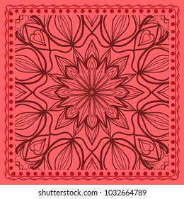 Abstract hand-drawn pattern. Decorative stylized floral background. Use this pattern in the design of shawl, pillow, cushion. Vector