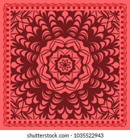 Abstract hand-drawn pattern. Decorative stylized floral background. Use this pattern in the design of shawl, pillow, cushion. Vector