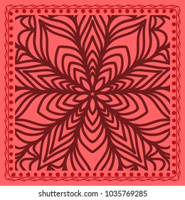 Abstract hand-drawn pattern. Decorative stylized floral background. Use this pattern in the design of shawl, pillow, cushion. Vector
