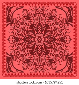 Abstract hand-drawn pattern. Decorative stylized floral background. Use this pattern in the design of shawl, pillow, cushion. Vector