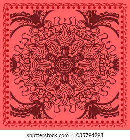 Abstract hand-drawn pattern. Decorative stylized floral background. Use this pattern in the design of shawl, pillow, cushion. Vector