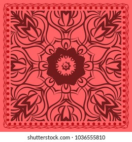 Abstract hand-drawn pattern. Decorative stylized floral background. Use this pattern in the design of shawl, pillow, cushion. Vector