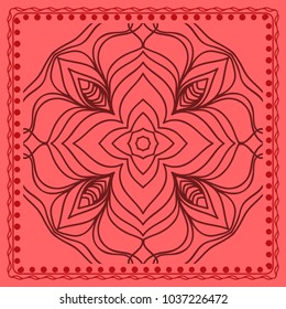 Abstract hand-drawn pattern. Decorative stylized floral background. Use this pattern in the design of shawl, pillow, cushion. Vector