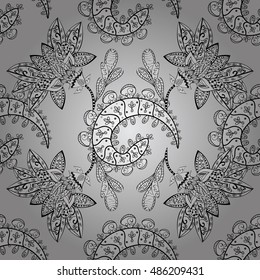 Abstract hand-drawn pattern with gray doodles. Vector illustration