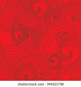 Abstract hand-drawn pattern, looks like hair or waves. Seamless pattern . Endless stylish texture. Ripple background