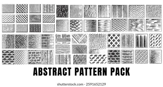 Abstract Hand-Drawn Pattern Pack - Seamless Black and White Designs