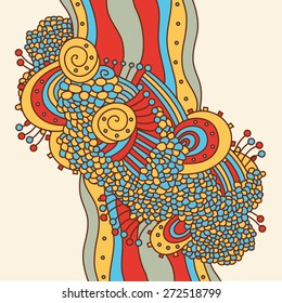  Abstract hand-drawn pattern. Vector doodling background.