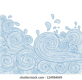 abstract hand-drawn pattern, waves background