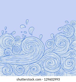 abstract hand-drawn pattern, waves background