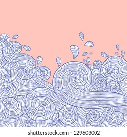 abstract hand-drawn pattern, waves background