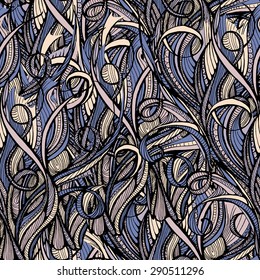 Abstract hand-drawn pattern, waves background. Seamless pattern can be used for wallpaper, pattern fills, web page background, surface textures.