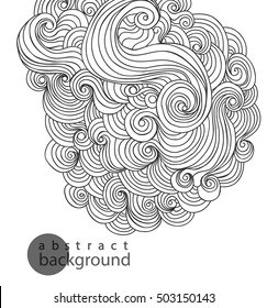 Abstract hand-drawn pattern, waves background. Template Vector.