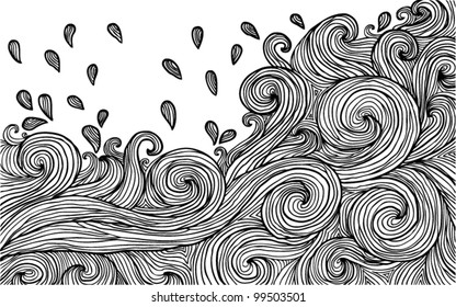 abstract hand-drawn pattern, waves background