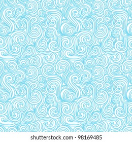 Abstract hand-drawn pattern, waves or curls background. Seamless pattern for your design wallpapers, pattern fills, web page backgrounds, surface textures.