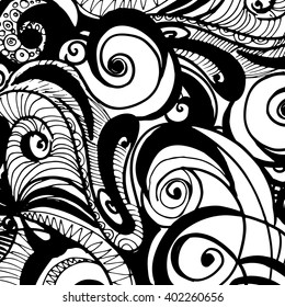 abstract hand-drawn retro waves pattern, wavy background.vector illustration