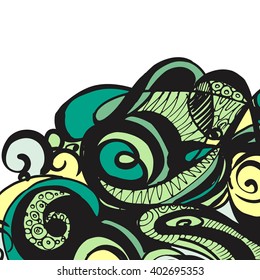 abstract hand-drawn retro waves pattern, wavy background.vector illustration