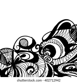 abstract hand-drawn retro waves pattern, wavy background.vector illustration