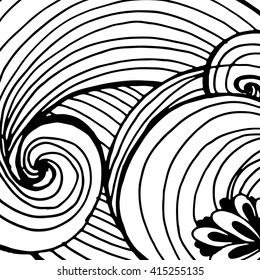 abstract hand-drawn retro waves pattern, wavy background.vector illustration