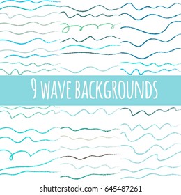 abstract hand-drawn retro waves patterns. Big set. Pattern can be used for wallpaper, web page background,surface textures.