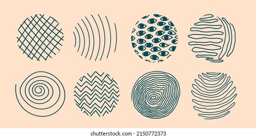 Abstract hand-drawn round decorative backgrounds.