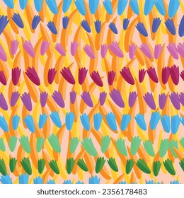 Abstract hand-drawn seamless background pattern with flowers