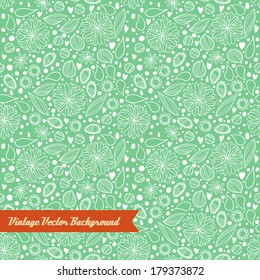 Abstract hand-drawn seamless floral pattern background retro colors. Vector pattern for web page backgrounds, postcards, greeting cards, invitations, pattern fills, surface textures.
