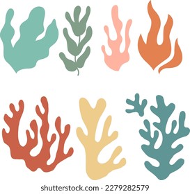 Abstract Handdrawn Seaweed Shape Boho Color