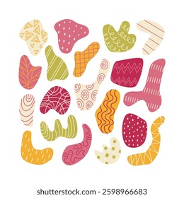 Abstract hand-drawn shapes and doodle elements. Modern, trendy, and creative vector design with organic forms, perfect for backgrounds and patterns.