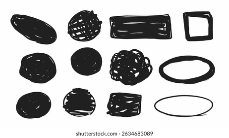 Abstract hand-drawn shapes vector design set isolation. with rough edges for creative design, art, and modern illustration projects