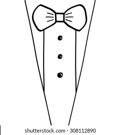 Abstract hand-drawn sketchy black and white tuxedo design