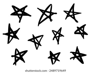abstract hand-drawn stars. children doodle sketch of stars