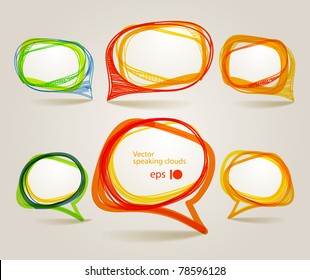 Abstract hand-drawn talking bubbles set