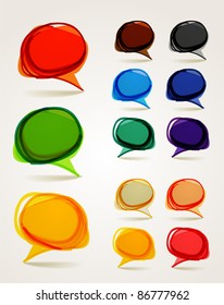 Abstract hand-drawn talking bubbles set