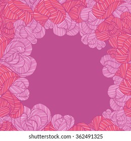 Abstract Hand-drawn Valentines Day Card with Stripe Hearts
