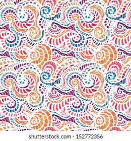Abstract hand-drawn vector pattern, waves hair background