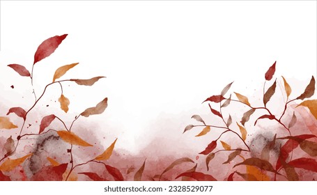 Abstract hand-drawn watercolor autumn, orange, red, brown background. Vector illustration. Can be used for advertisingeting, presentation, design.