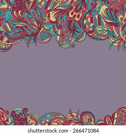 Abstract hand-drawn wave flora doodle pattern