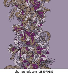 Abstract hand-drawn wave floral doodle pattern