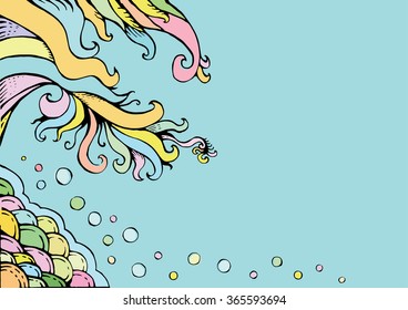 Abstract hand-drawn wave patterns. Image of fantasy