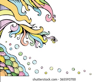 Abstract hand-drawn wave patterns. Image of fantasy
