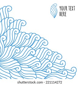 abstract hand-drawn waves pattern, floral vector background.