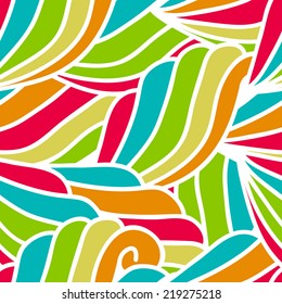 abstract hand-drawn waves pattern, seamless floral vector background.