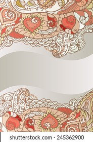 Abstract hand-drawn waves pattern, wavy background.Pattern can be used for wallpaper, pattern fills, web page background,surface textures. Gorgeous  floral background with hearts. 