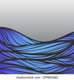 Abstract hand-drawn waves texture, wavy background. Colorful waves backdrop